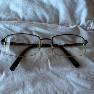 Burberry prescription Black and Gold Rectangular Glasses.